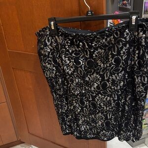 Dots Black and Silver Lace Mini Skirt